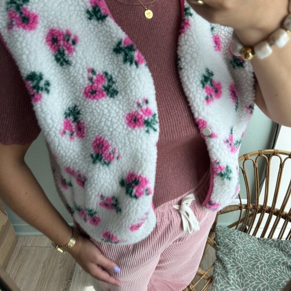 Boléro rose à fleurs