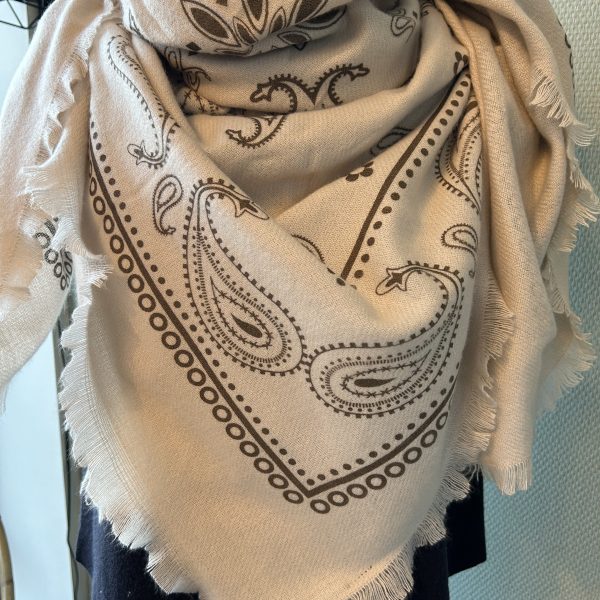 Echarpe beige et marron