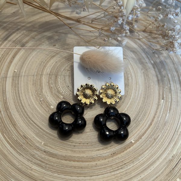 Boucle fleur noir