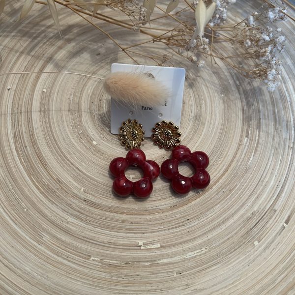 Boucle fleur bordeaux